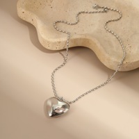 Collier Novirassine de luxe en acier inoxydable avec pendentif cœur gonflé, collier lariat en Y, chaîne à billes – Bijoux tendance en ligne