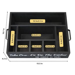 Cross-border wooden tableware <b>storage</b> and sorting <b>box</b> for <b>kitchen</b> and household tableware <b>storage</b> with handles, restaurant bar - Product Image 3