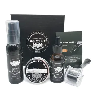 Custom Logo Private Label Beard Care Gift Set Beard Oil And Balm Mens Grooming Beard Growth Kit