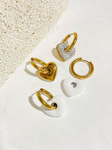 Bijoux en acier inoxydable Vente en gros Boucles <span class=keywords><strong>d</strong></span>'oreilles amour glaçure goutte Boucles <span class=keywords><strong>d</strong></span>'oreilles en strass Bijoux féminins personnalisés - Product Image 4