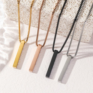 <span class=keywords><strong>Collana</strong></span> con Ciondolo a Barra Personalizzabile con Logo e Frase, Placcata Oro 18k in Acciaio Inossidabile, Vuota per <span class=keywords><strong>Incisione</strong></span> - Prezzo di Fabbrica - Product Image 1