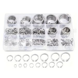 225個M3-M20 304ステンレス鋼外部保持クリップサーチシャフトC型ワッシャースナップ保持リングサークリップアソメントキット - Product Image 1