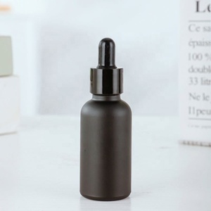 Refillable 5ml 10ml 15ml 20ml 30ml <b>50ml</b> 100ml Round Black Matte Glass Serum Essential Oil Tincture Dropper <b>Bottle</b> - Product Image 4