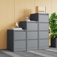 Équipement de bureau, armoire de classement en acier minimaliste à 4 tiroirs avec serrure et roulettes mobiles