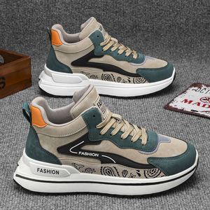 Chaussures de sport décontractées pour hommes, montantes, respirantes, en maille, à lacets, avec fermeture éclair, confortables, à semelle épaisse, antidérapantes et résistantes aux taches - Product Image 1