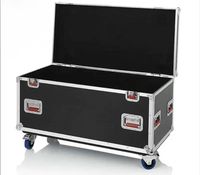 Consola mezcladora de audio profesional portátil personalizada, caja de vuelo, fuente de alimentación de CA activa de madera de aleación para ferias al aire libre