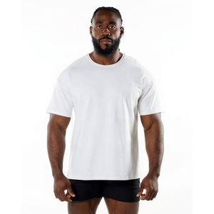 T-shirt Homme Col Rond Personnalisé 100% Coton Tricoté Manches Courtes Coupe Ample Style Urbain Décontracté Respirant pour l'Été et la Gym - Product Image 1