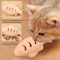 Jouet à mâcher interactif en silicone en forme de poisson, infusé à la catnip, pour le soin dentaire, résistant aux morsures, distributeur de nourriture lent pour chats d'intérieur