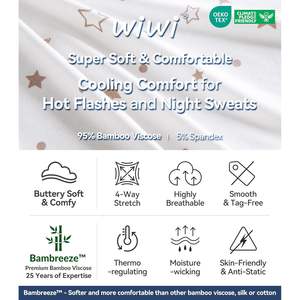 ชุดนอนผ้าวิสโคสแบมบูสำหรับผู้หญิง WiWi แบบไม่มีแขน เสื้อนอนเย็นสบาย ชุดเดรสทรงแทงค์นุ่ม ไซส์ S ถึง XXL - Product Image 3