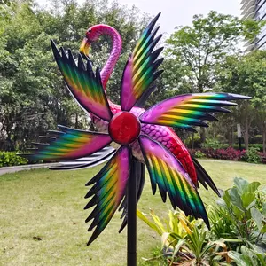 Molino de Viento Metálico Mágico con Forma de Flamenco, Molinillos de Viento Cinéticos de Metal - Product Image 1