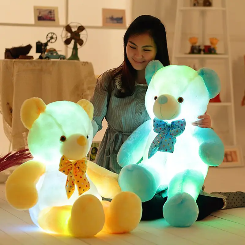 Led 테디 베어 50cm LED 플러시 테디 베어 박제 동물 플러시 장난감 다채로운 빛나는 선물