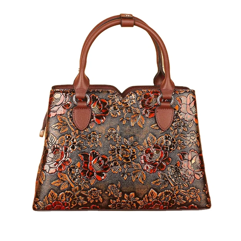 2024 Vintage Flower Pattern Satchel Bag - Elegant & Durable