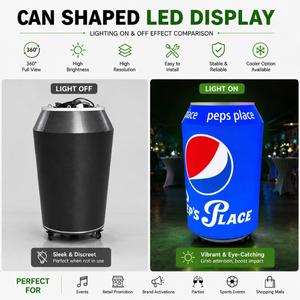 Écran LED géant en forme de canette |   360 °   Écran publicitaire numérique avec refroidisseur en option, affichage publicitaire P1.25-P2.5 pour les boissons - Product Image 5