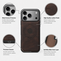 Étui de téléphone magnétique en cuir PU rétro à motif ciré, compatible avec les modèles Apple 14/15/16/17/18 Pro Max, avec protection d'objectif