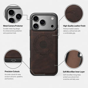Étui de téléphone magnétique en cuir PU rétro à motif ciré, compatible avec les modèles Apple 14/15/16/17/18 Pro Max, avec protection d'objectif - Product Image 2