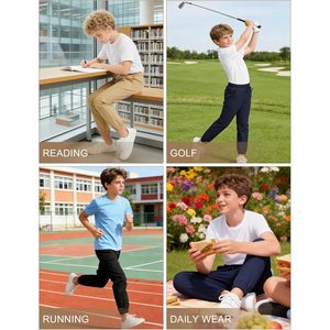Pull On Stretch <b>School</b> Uniform Pant Jogger Pants For Toddler To Youth Boys And Girls Unisex Knit Spandex Polyester - Product Image 6