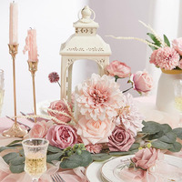 Fleurs artificielles en soie rose poussiéreuse pour mariage Bouquets de mariée Centres de table pour gâteau de mariage Baby Shower Birthday