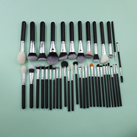 E-Layli Cosmetic Big Lot de 40 pinceaux de maquillage, noir, argent, poudre, fond de teint, blush, ombre à paupières, logo personnalisé OEM