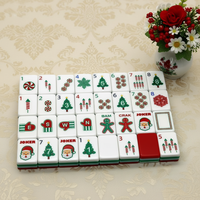 Mahjong de Lujo Acrílico de 4 Capas con Diseño de Árbol de Navidad, Santa Claus y Copos de Nieve Rojos y Verdes, 160 Fichas, Regalo Personalizado