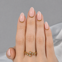 Faux ongles en ABS à presser, dorés, avec contour de cuticule, forme amande moyenne, brillants, couvrance totale, 16 tailles, 32 pièces, pour salon de manucure