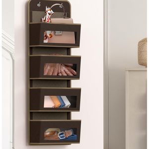 Organizador de Almacenamiento para Colgar en la Puerta con 4 Bolsillos, Tela Marrón, Organizador Colgante para Armario de Productos para Bebés - Product Image 5