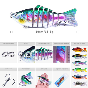 KEWOTE 10cm 15,6g 6 Farben Künstlicher harter Mehrgelenk-Angel köder Lebensechter sinkender Köder für langes Gießen - Product Image 4