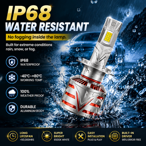 LUMIKNIGHT Ampoule de phare LED pour <span class=keywords><strong>voiture</strong></span> haute puissance 200W 40000LM 6500K 15 cœurs CSP avec ailettes de refroidissement et Canbus H1 H4 H7 H11 9005 9006 9012 - Product Image 3