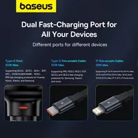 Baseus Enjoyment Pro Chargeur de voiture C + Câble IP rétractable 55W et 60W Cluster Noir