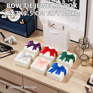 Boîte à bijoux nœud papillon en matériaux recyclés, emballage rigide pour bagues, boucles d'oreilles, bougies et artisanat - Product Image 2