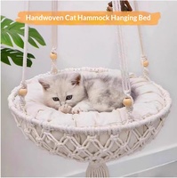Lit suspendu pour chat mignon, nid de fenêtre amovible en osier, hamac respirant et chaud toutes saisons, panier balançoire d'intérieur rembourré de coton