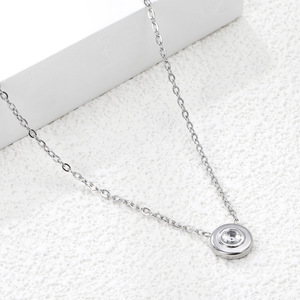 Collar de diamantes redondos de estilo japonés y coreano para mujer, diseño minimalista, uso diario, colgante geométrico, joyería - Product Image 3