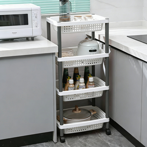 Carrello da Cucina a 3 Ripiani con Ruote, Scaffali Mobili e Organizer in Plastica per Snack in Camera da Letto - Product Image 4