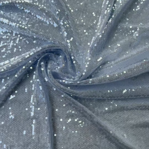 Tissu à paillettes nude en gros, tissu à paillettes transparent, tissu en dentelle à sequins de luxe pour robe de soirée femme - Product Image 4