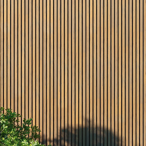 Bán buôn hiện đại 3D tấm Tường Ngoài Trời sồi MDF Slatted âm thanh màu đen trang trí SLT Trần Veneer Blu âm nhạc LED gạch bức tranh tường - Product Image 1