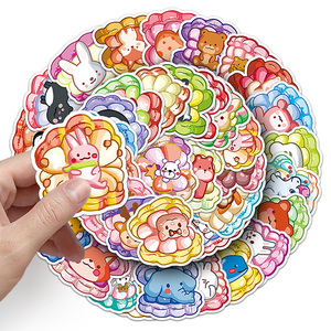 50枚入り 工場卸売 可愛いマカロン漫画ステッカー 防水ビニールデコレーション スマホ タブレット ノートパソコンケース用 - Product Image 6