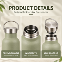 Bouteille d'eau isotherme personnalisée en acier inoxydable de 600 ml avec poignée, logo imprimé, large ouverture, pour coffret cadeau promotionnel
