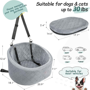 OEM Easy-to-Install Solid Pattern Dog <b>Car</b> <b>Seat</b> for <b>Puppies</b> up to 30 Lbs Features Non-Slip Bottom Safety Leashes for Pet Travel - Product Image 2