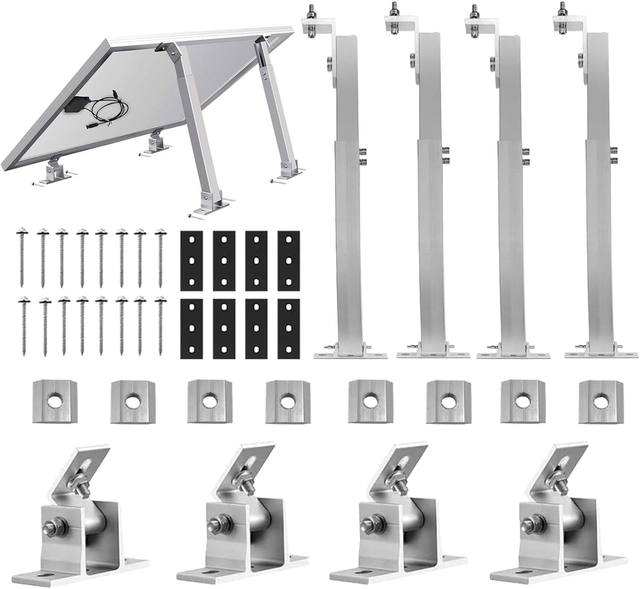 Solar PV Panel Mounting Bracket Adjustable Tilt Angle Aluminum Support for Flat Roof Installation