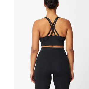 Heiße sexy Frauen Nylon Spandex Fitness Workout Yoga tragen Riemchen Kreuz zurück gepolsterte BH Yoga Tops gebaut Sport BH