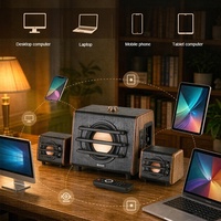 Haut-parleur puissant à basses profondes TM-9500A, prend en charge les cartes TF, les clés USB et l'entrée AUX. AC100-240V, télécommande et bouton de volume pour un contrôle facile