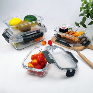 Rectángulo de comida de vidrio hermético contenedores con <span class=keywords><strong>a</strong></span> prueba de fugas de presión de cierre tapas - Product Image 4