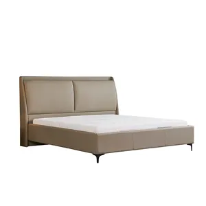 Modern Home Leather Electric Bed Frame Multifunctional Luxury Bed Soft Upholstered Bedroom Furniture
