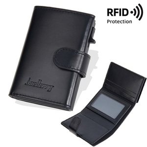 Nouvel étui porte-cartes automatique en cuir PU avec protection <span class=keywords><strong>RFID</strong></span> pour hommes, avec fermoir, pour cartes bancaires, de crédit, professionnelles et d'identité - Product Image 1
