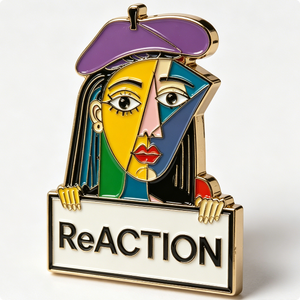 Pin de Arte con Diseño de Rostro Cubista, Chapado en Oro, Metal Esmaltado, Insignia Coleccionable - Product Image 2