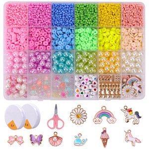 <b>Diy</b> Beaded Jewelry Making <b>Kit</b> 19x13x2cm With Elastic Thread Scissors For Children Ages 7-12 - Product Image 5