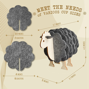 6 Posavasos de Fieltro de Oveja de 5mm de Grosor, Absorbentes, con Soporte para Bebidas, Decoración Ecológica para el Hogar, Regalo - Product Image 2