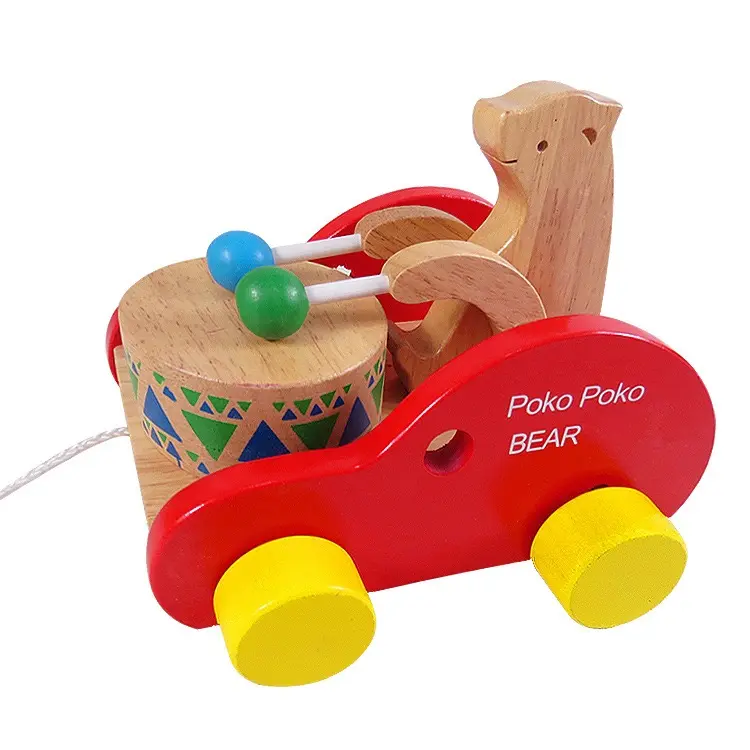 Bear beats and pulls string baby walker toys to encourage baby to walk and arouse curiosity