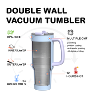 Gobelet isotherme à double paroi en acier inoxydable, pliable, anti-fuite, avec paille rabattable, sans BPA, maintien thermique 12-24 heures