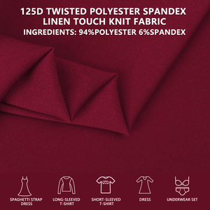 Tela de punto elástica de poliéster y spandex 125D con tacto de lino, 170 cm de ancho, 170 g/m², para vestidos, camisetas sin mangas y prendas de vestir para mujer. - Product Image 1