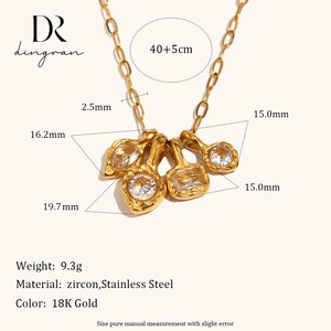 Collana con Ciondolo a Goccia Irregolare Rotondo o Quadrato in Stile Europeo e Americano, Placcata in Oro 18K, Gioielli in Acciaio Inossidabile - Product Image 4